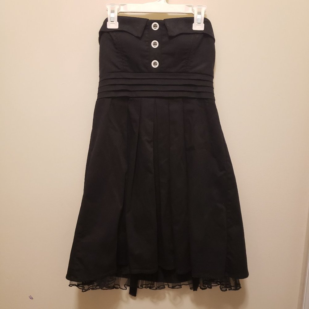 Strapless Black A-line Party Dress